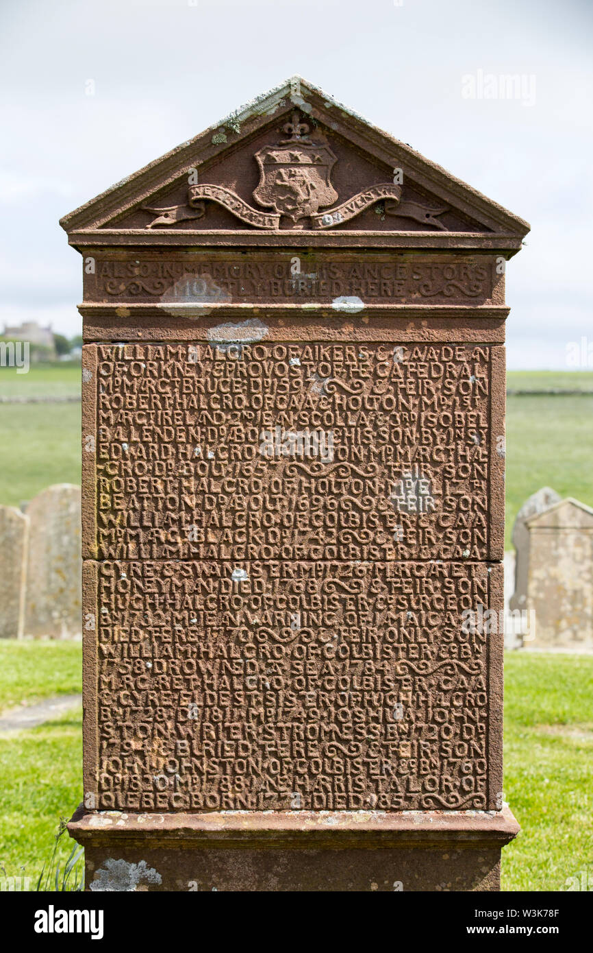 Old grave stones at Orphir, Orkney, Scotland, UK. Stock Photo