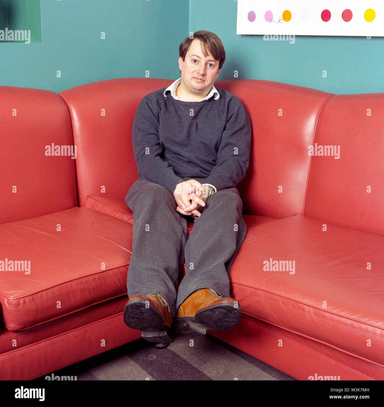 Portrait of English comedian David Mitchell photographed at the Groucho