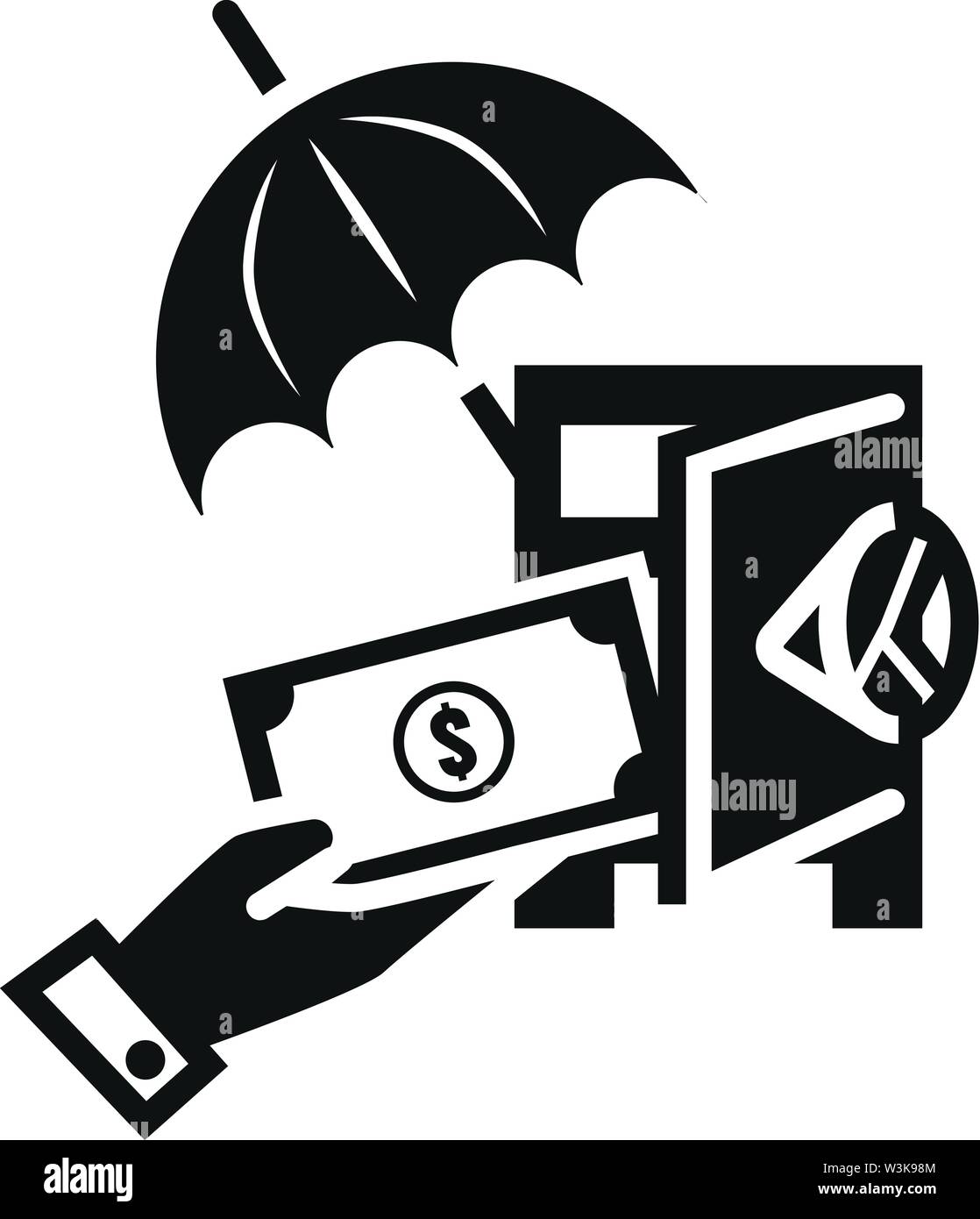 Put money in safe icon. Simple illustration of put money in safe vector icon for web design