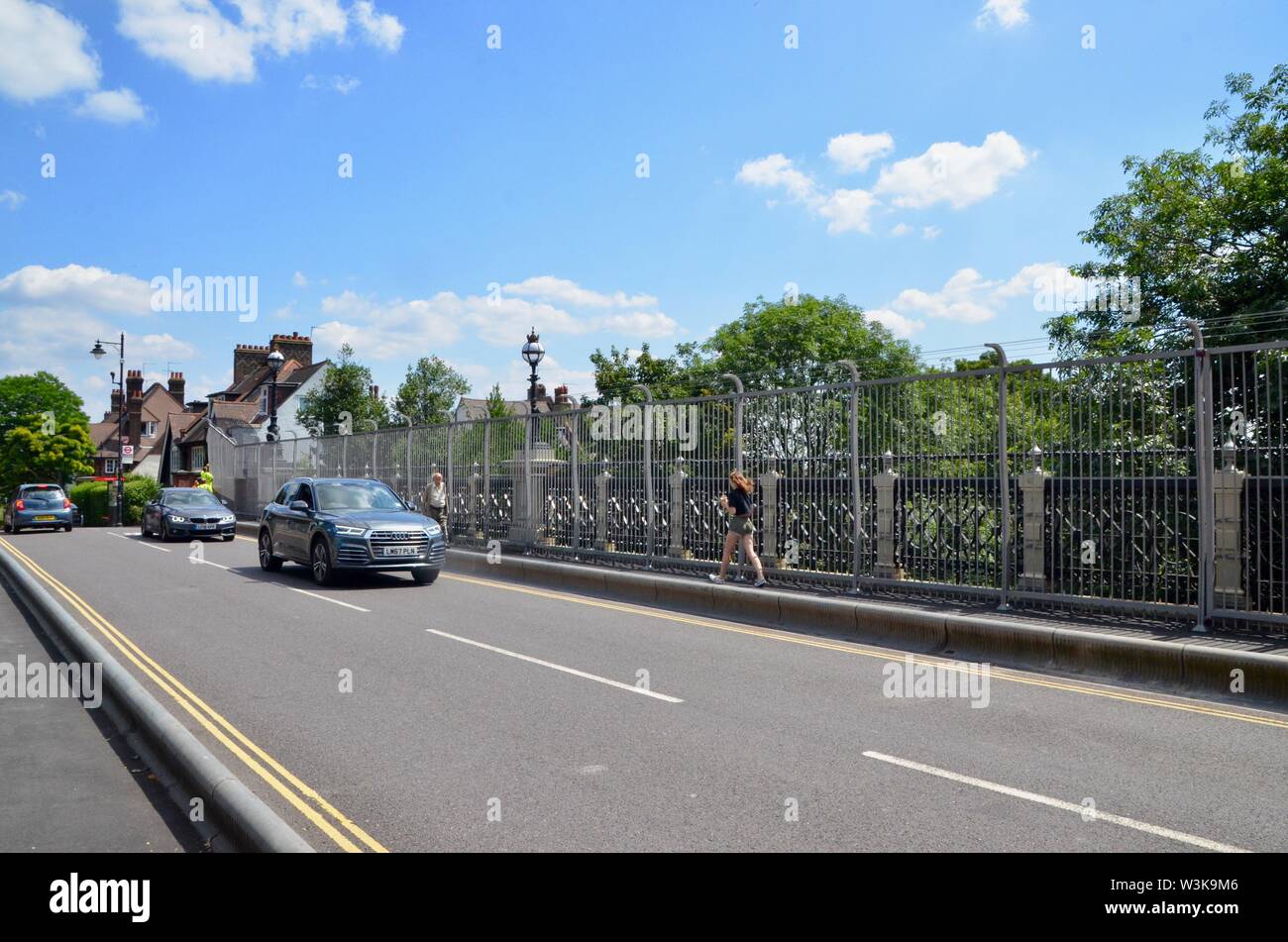 newly erected fencing at archway road bridge attempts to prevent suicides N19 london notorious suicide hot spot Stock Photo