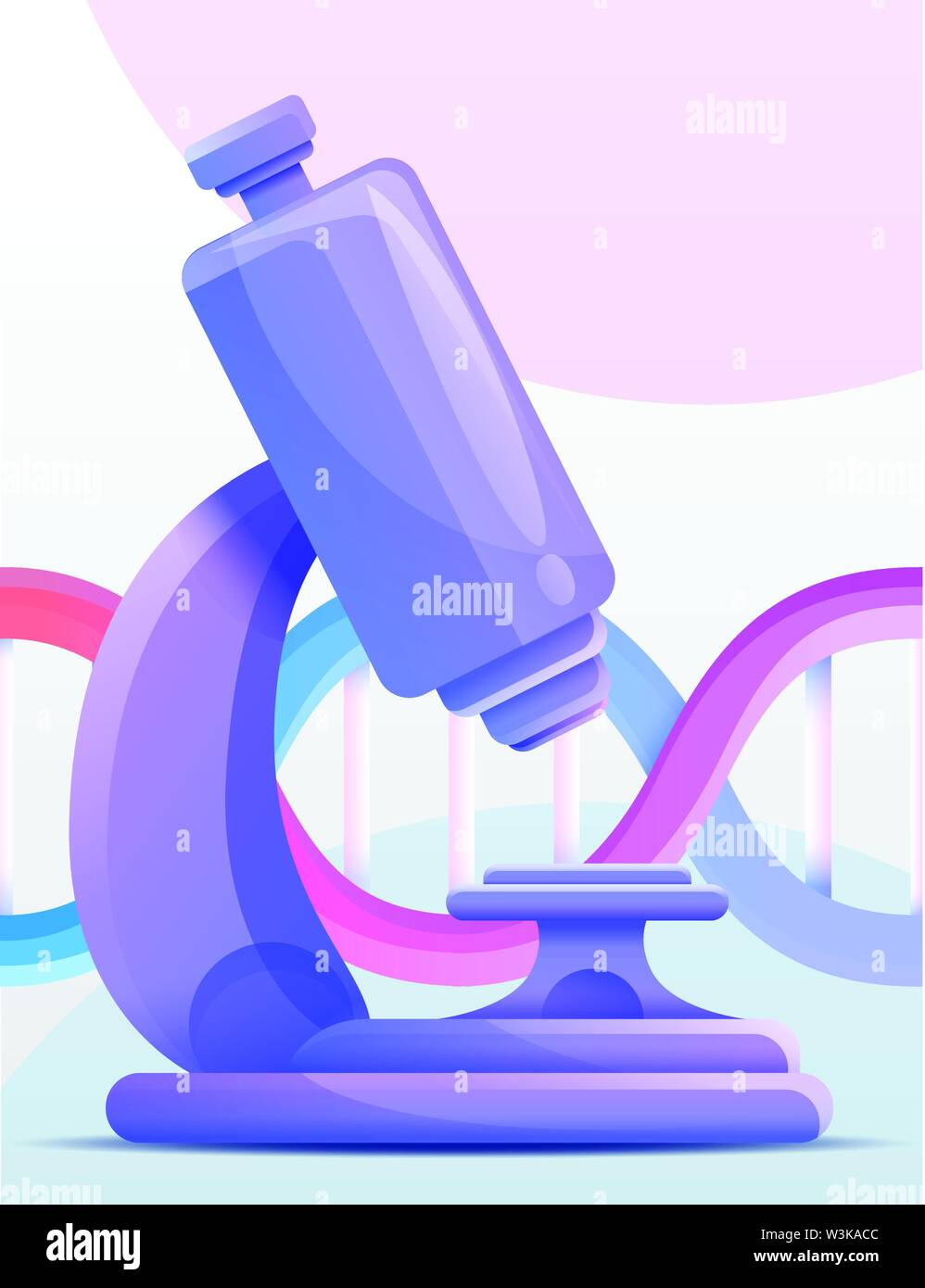 Biology microscope concept banner. Cartoon illustration of biology