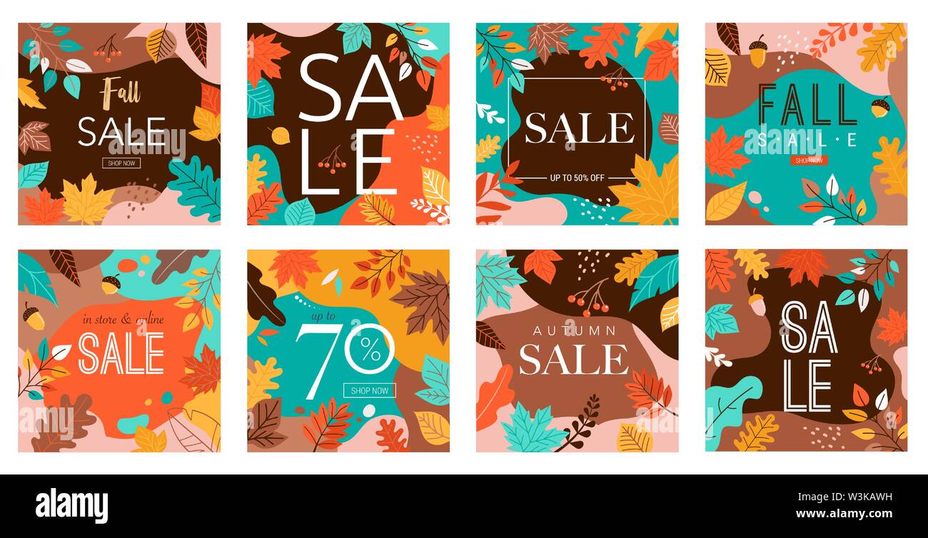 Autumn Fall Banner Templates Collection Of Abstract Background