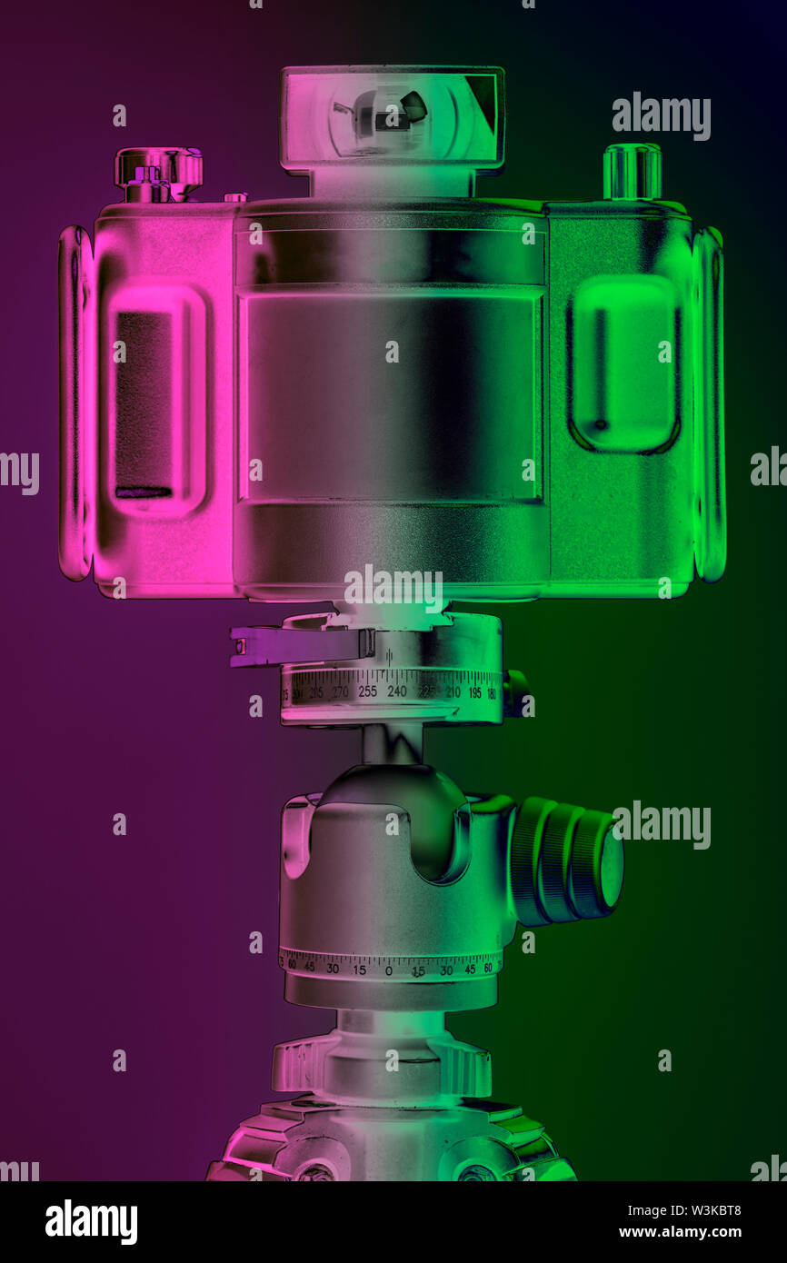 Back of a panoramic camera on a tripod. Stock Photo