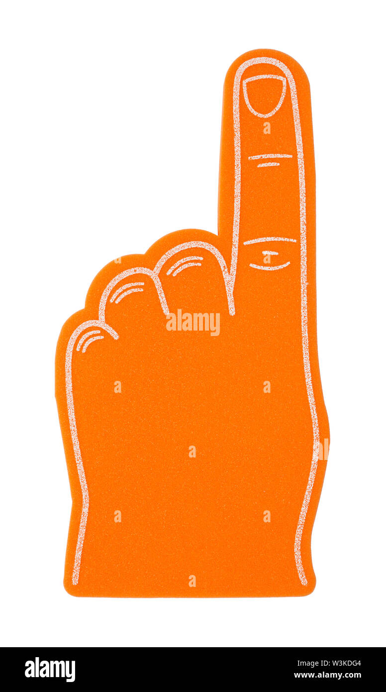 Orange Number One Foam Finger Isolated on White Stock Photo Alamy