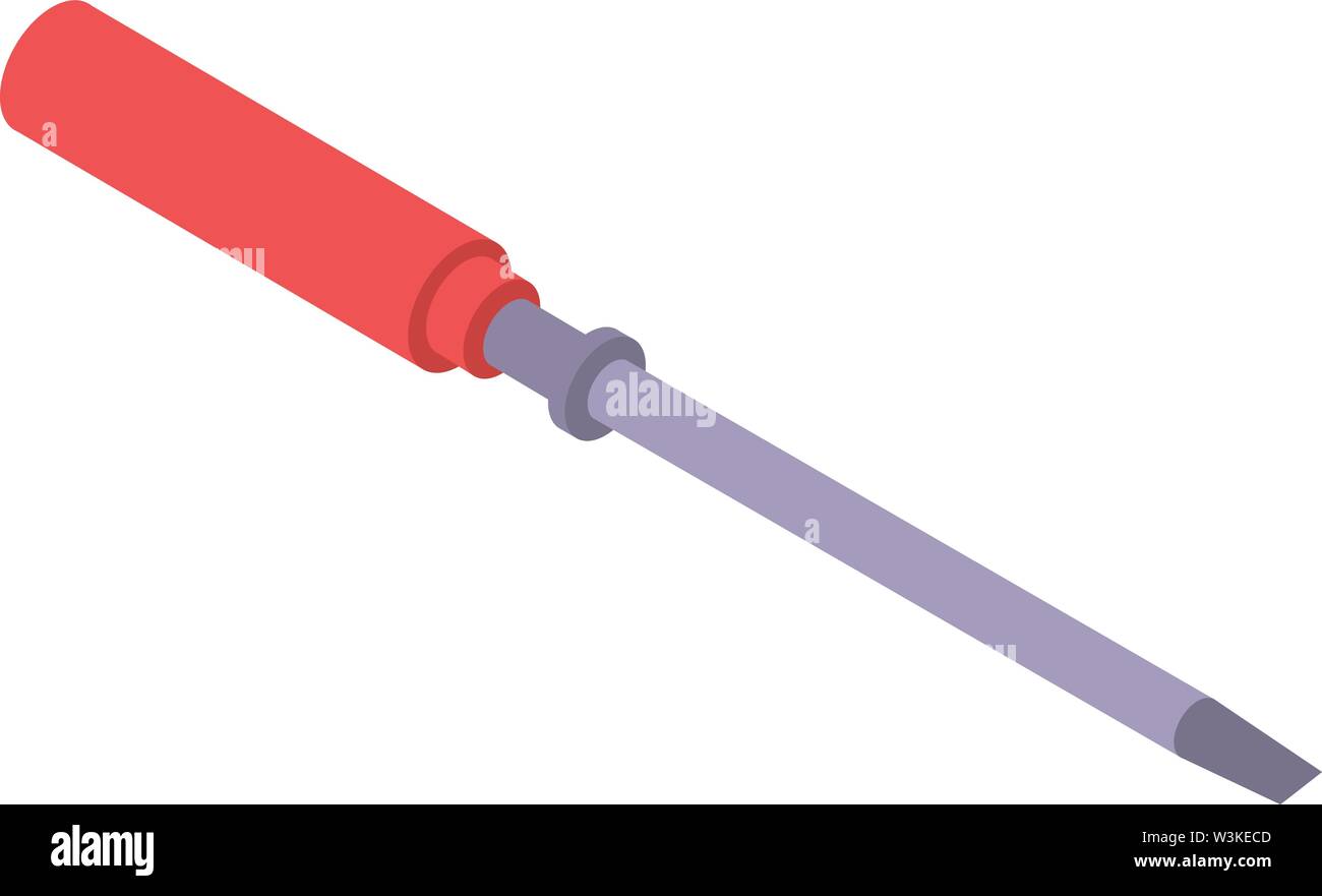 Red screwdriver icon, isometric style Stock Vector