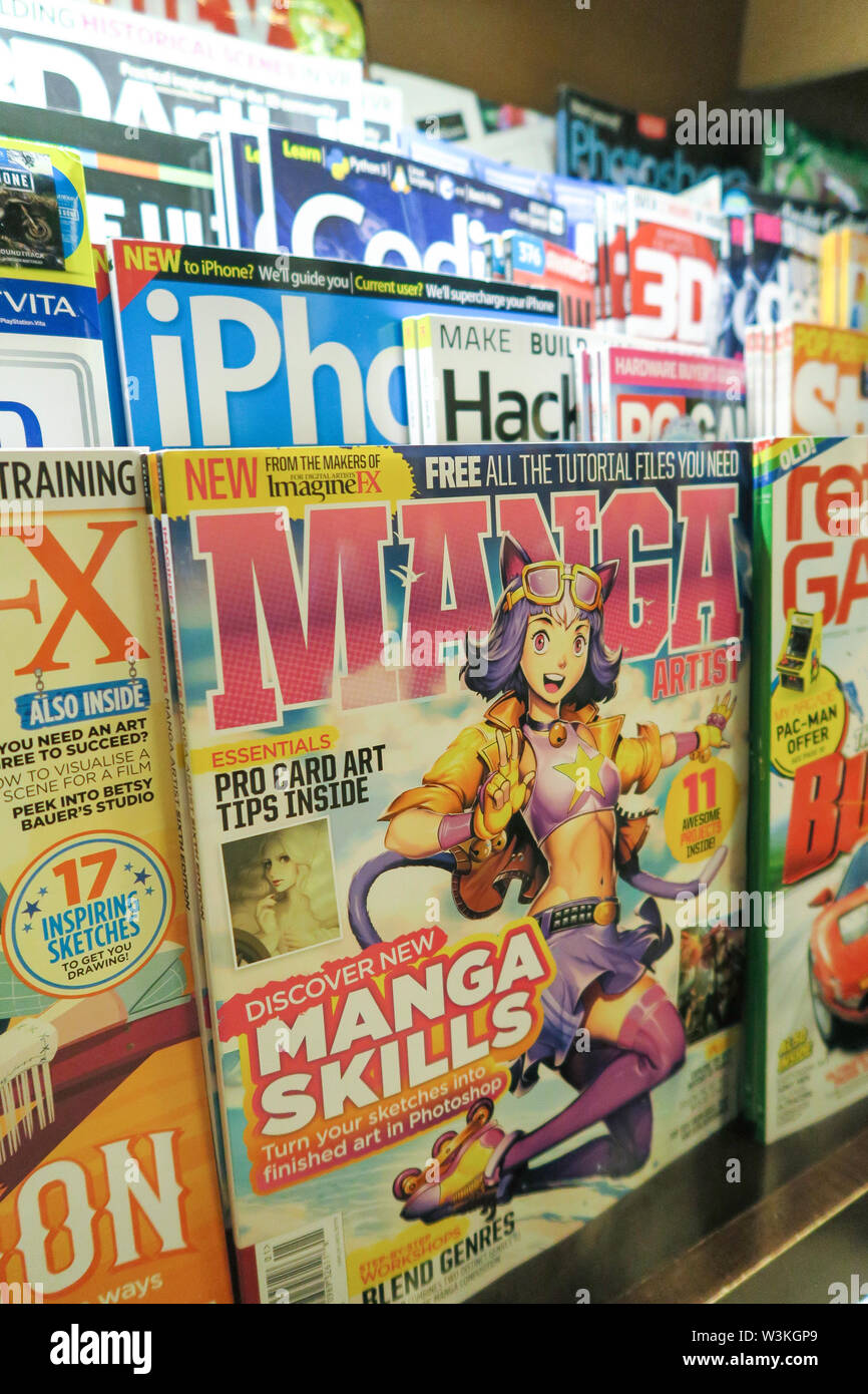 Magazine Stand Featuring Magazine Covers, NYC, US Stock Photo Alamy