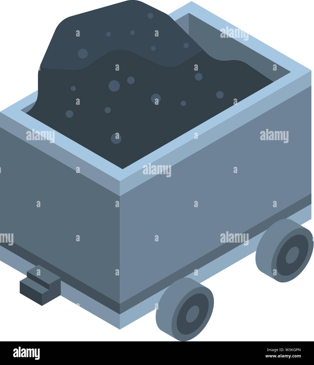 Trolley with coal icon, isometric style Stock Vector