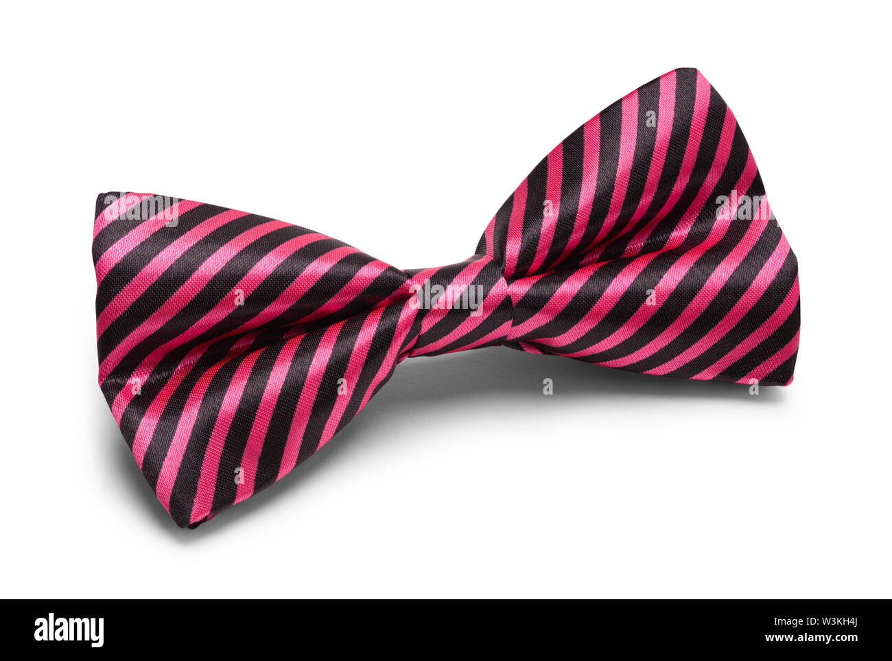 Pink Bow Tie With Black Stripes Isolated on White. Stock Photo