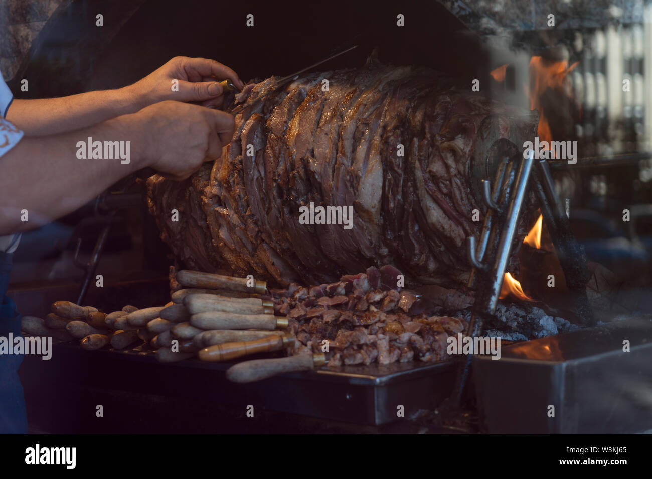 Turkish Cag Kebab Doner in wood fired oven Stock Photo Alamy