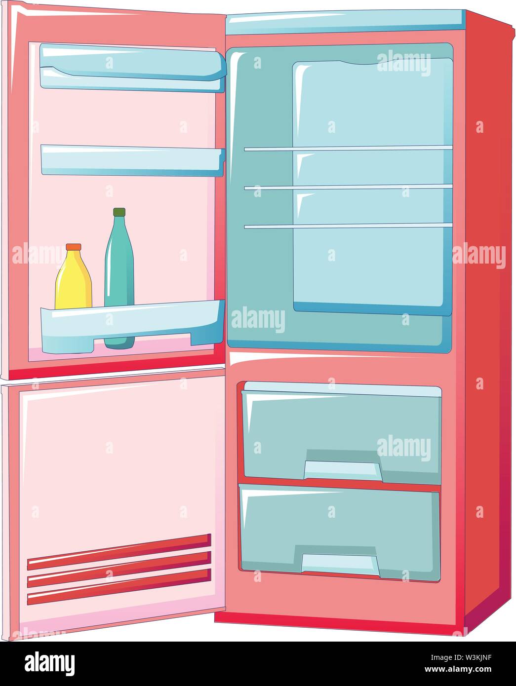 Open refrigerator icon, cartoon style Stock Vector