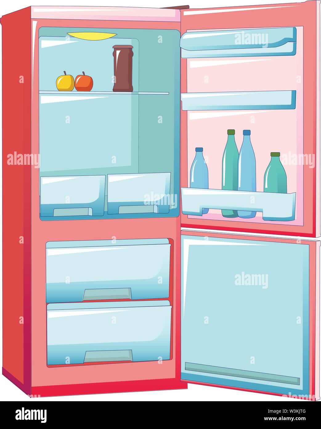 Half empty fridge icon, cartoon style Stock Vector