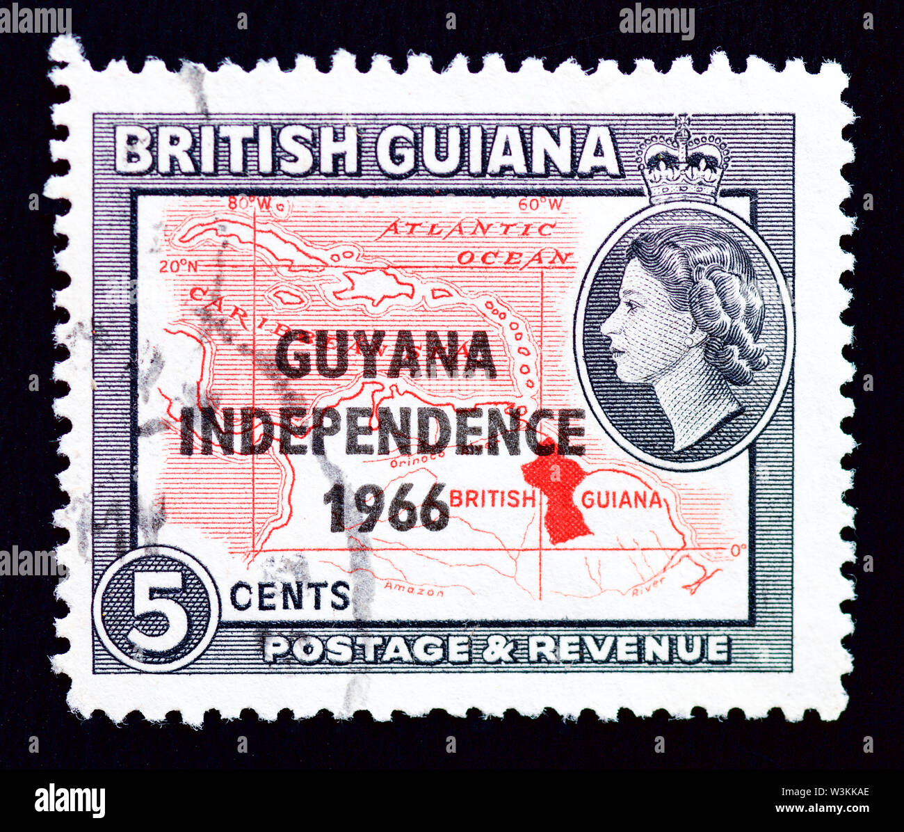 British Guiana Postage Stamp with London Overprint - 1966 Stock Photo