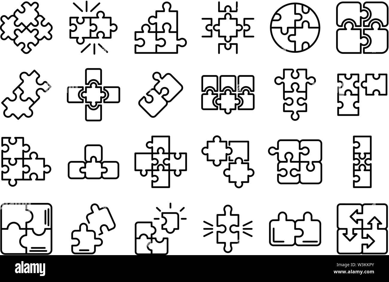 Jigsaw icons set, outline style Stock Vector Image & Art - Alamy