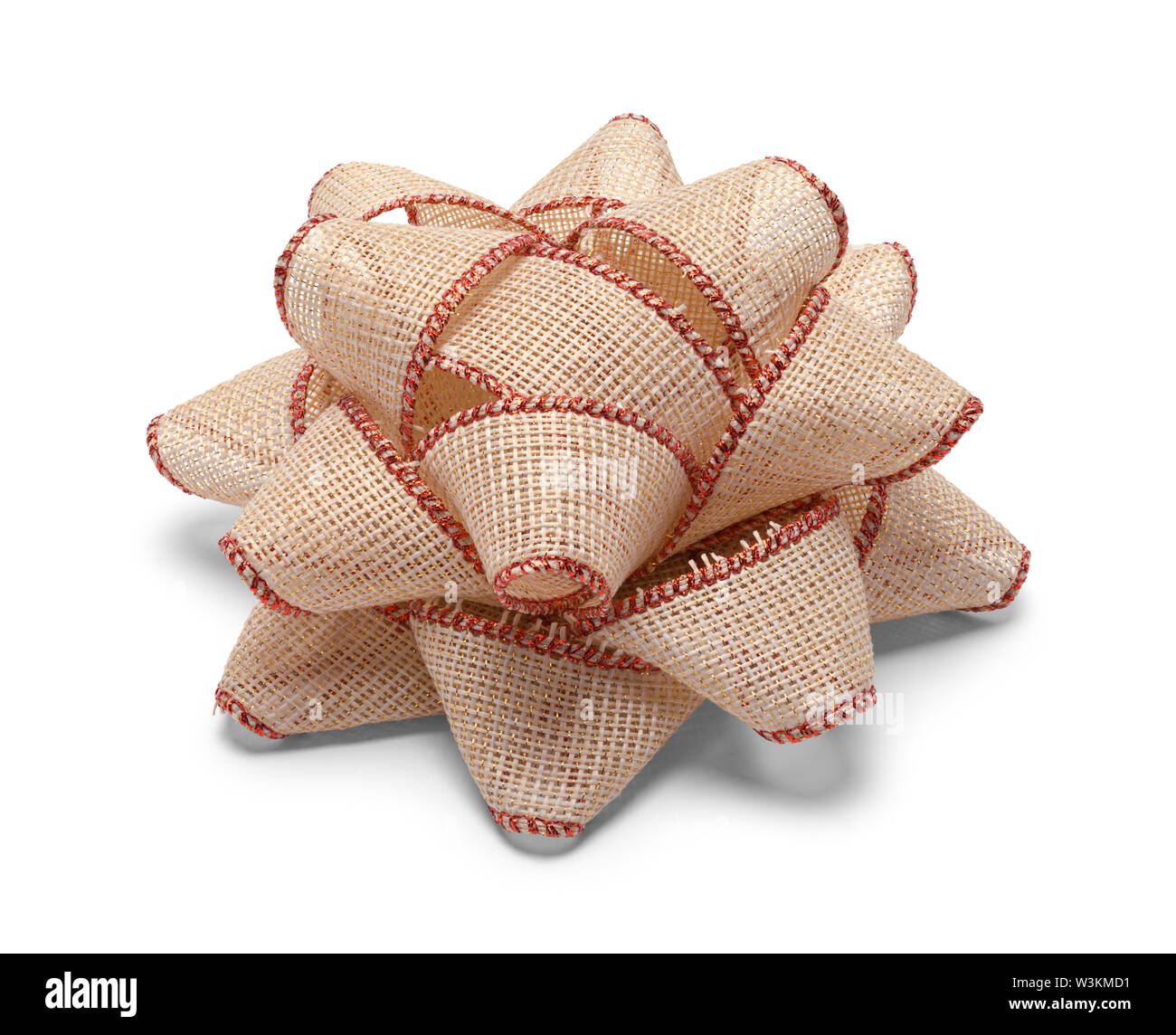 Rustic Gift Bow Isolated on White Background. Stock Photo