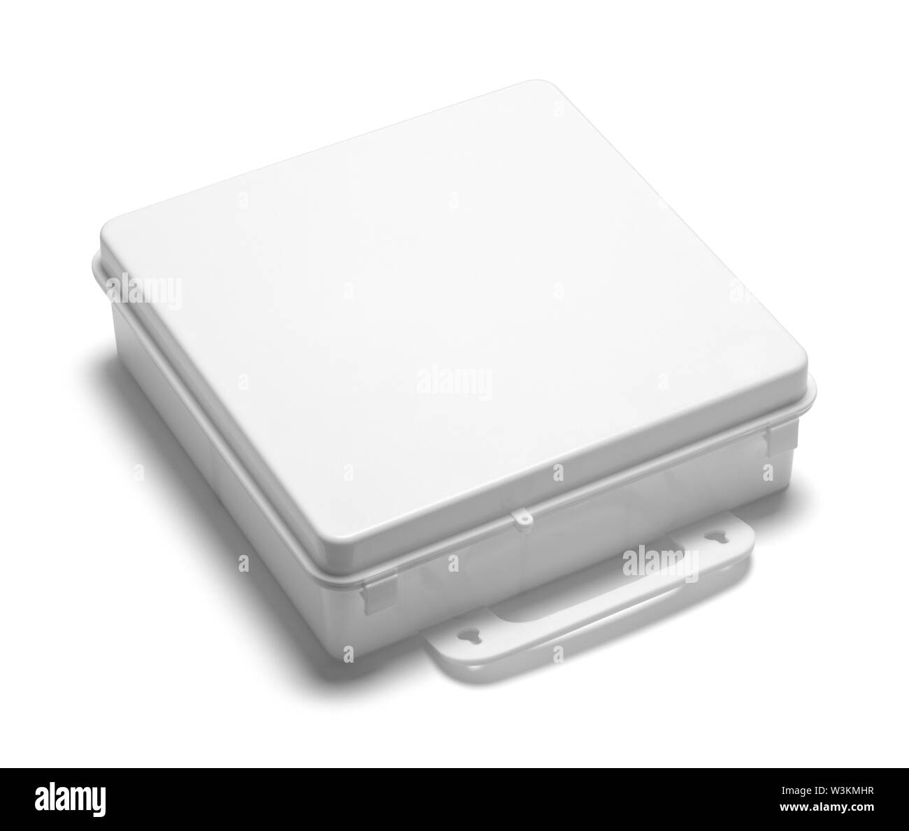 White Supply Box With Copy Space Isolated. Stock Photo