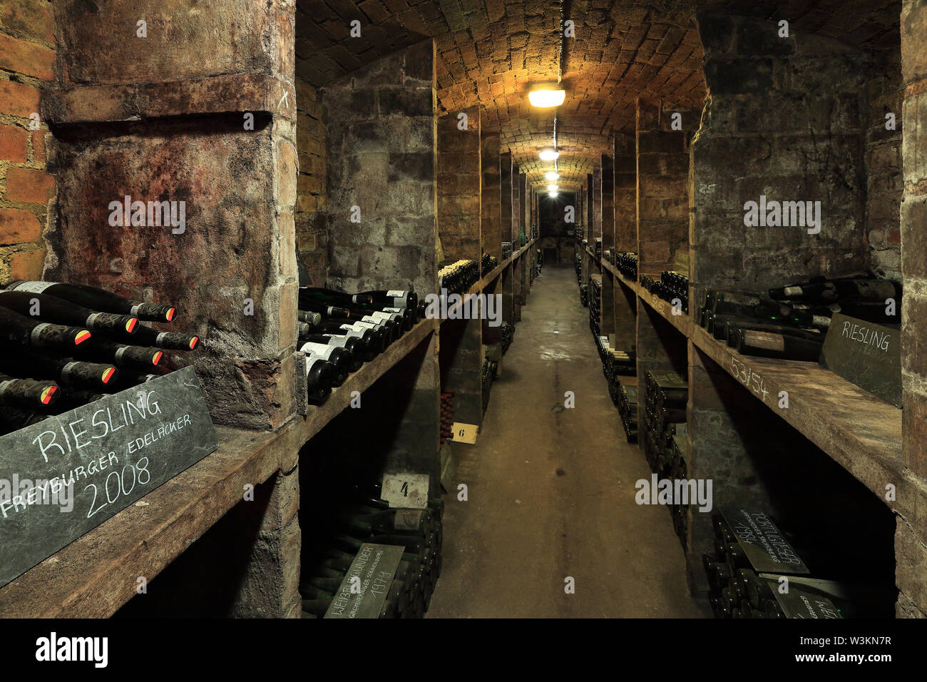 Kloster Pforta Wine Cellar, Reisling 2010 Stock Photo