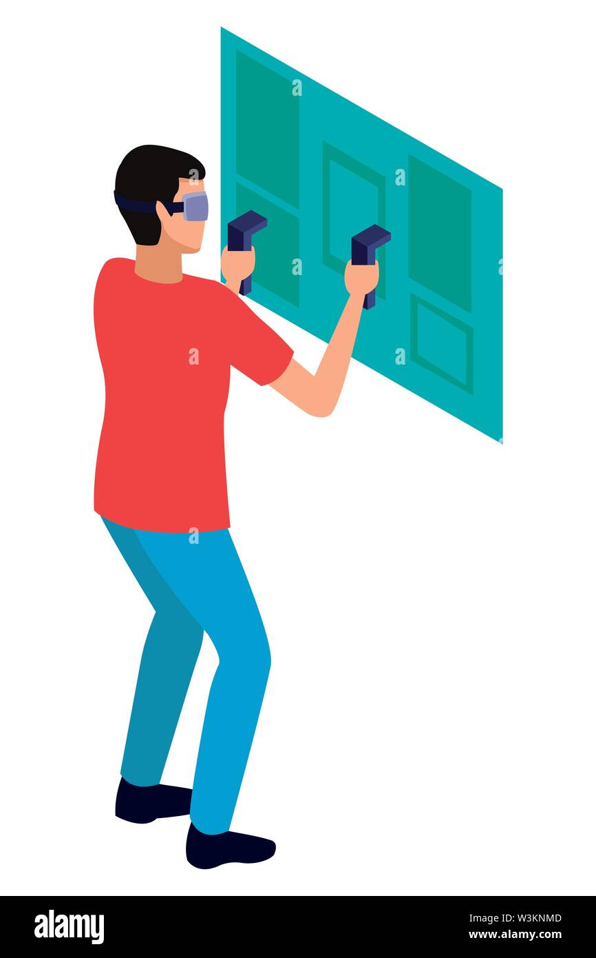 virtual reality technology experience cartoon Stock Vector Image & Art ...