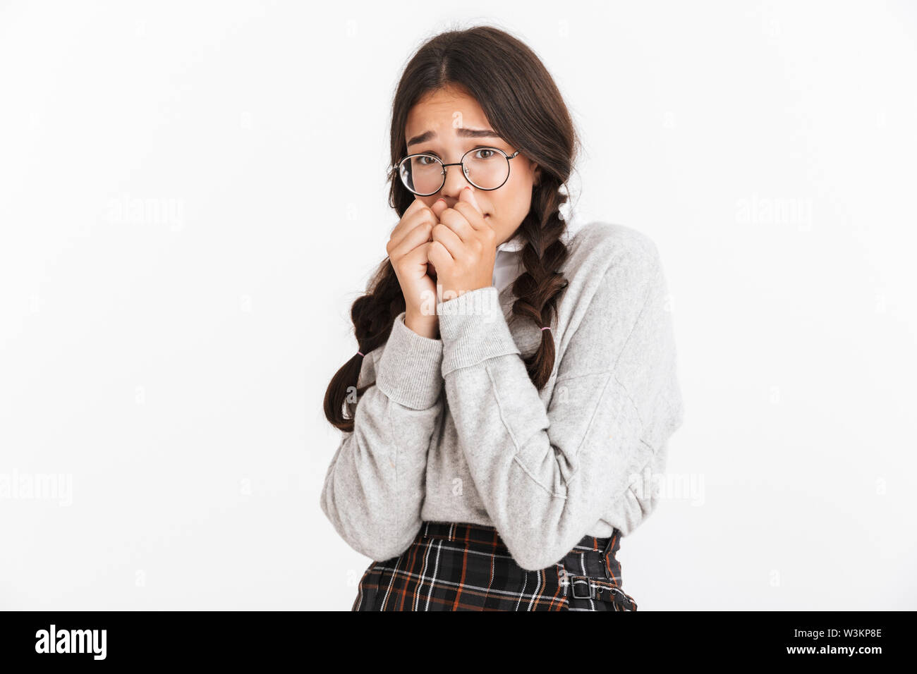 teenage-girl-school-uniform-scared-hi-res-stock-photography-and-images