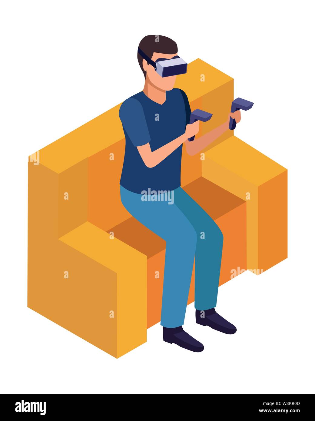 virtual reality technology experience cartoon Stock Vector Image & Art ...