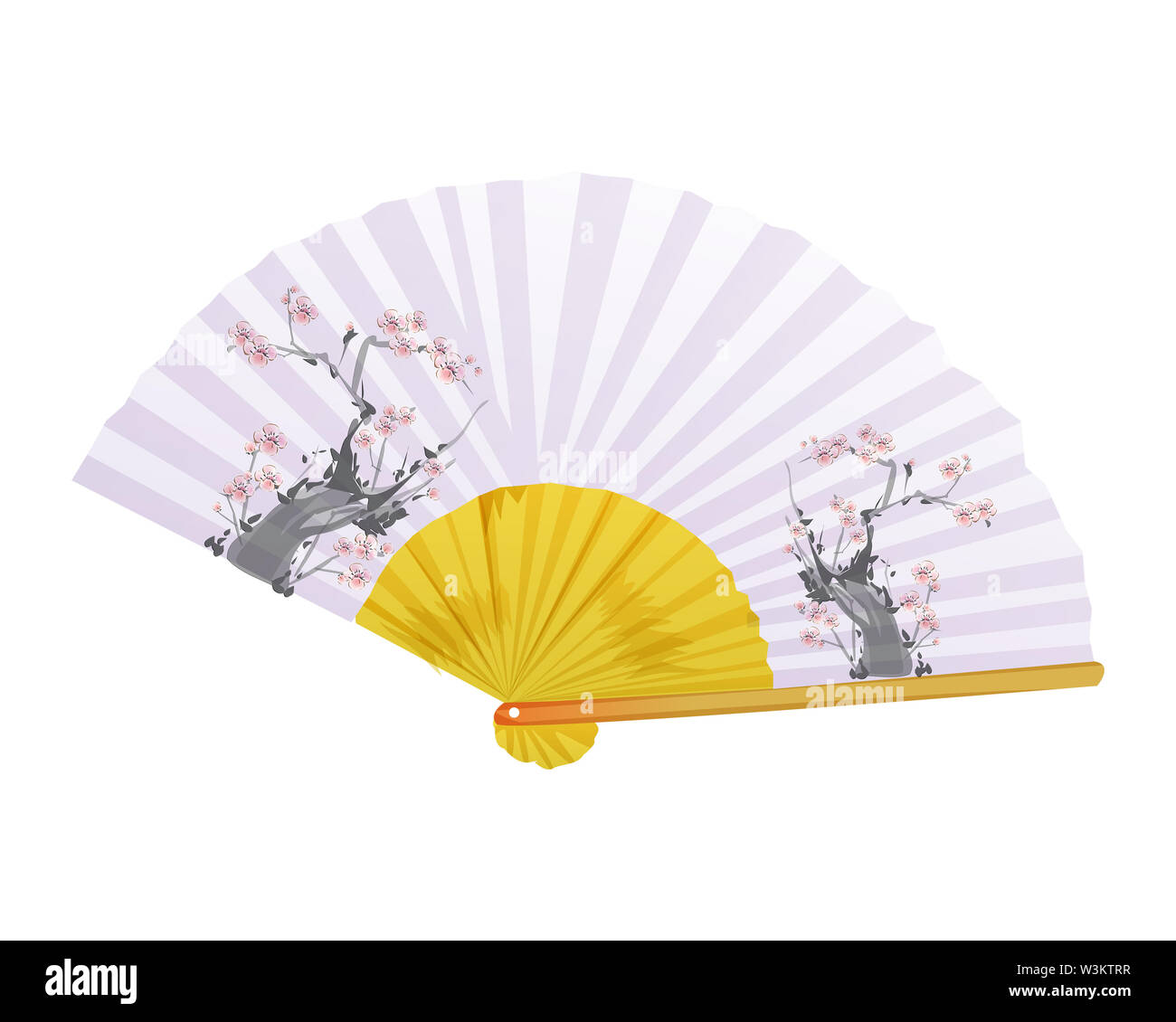 Japanese Open Hand Fan Isolated on a White Background. Stock Photo