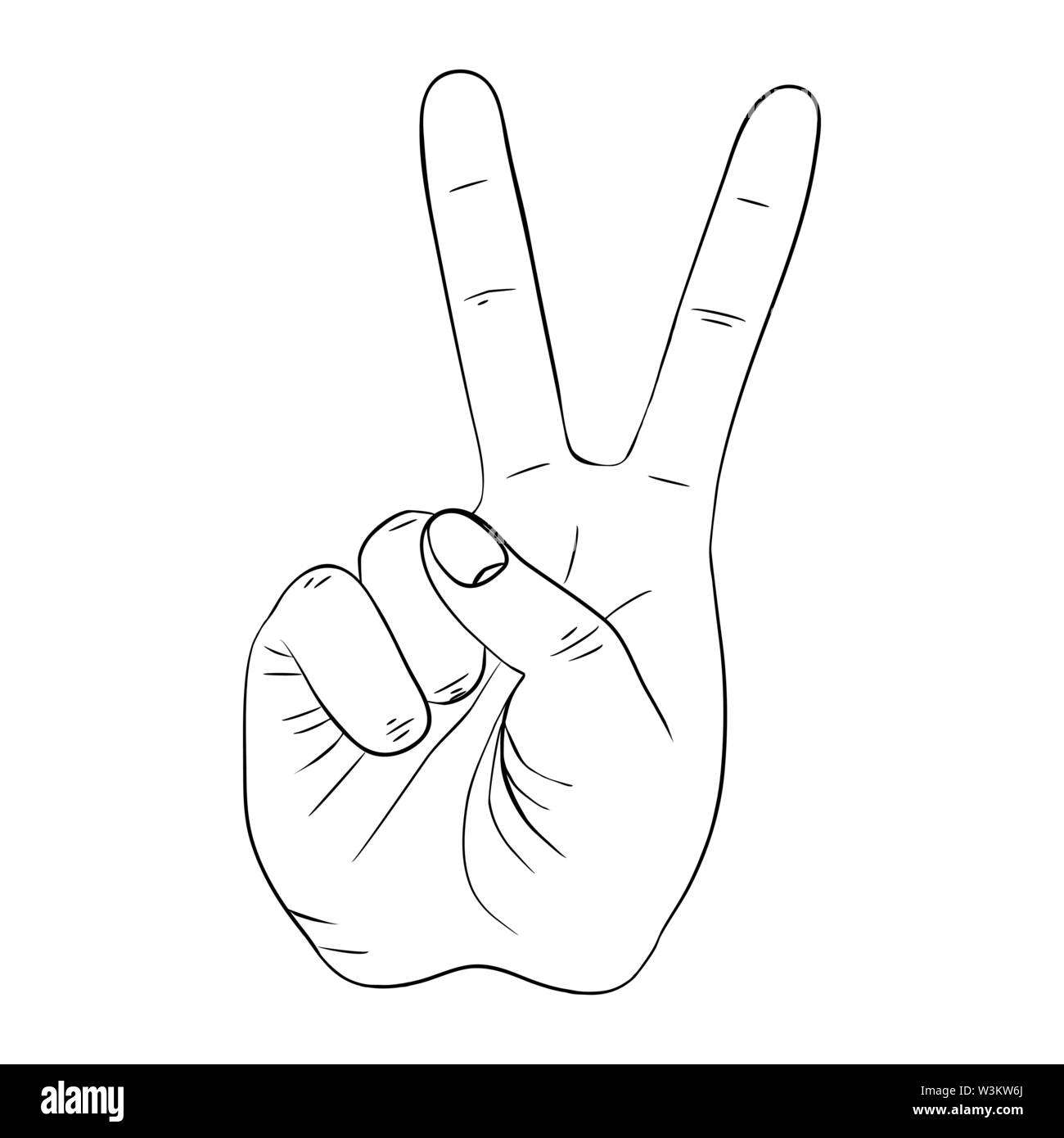 Peace Sign Fingers Sketch