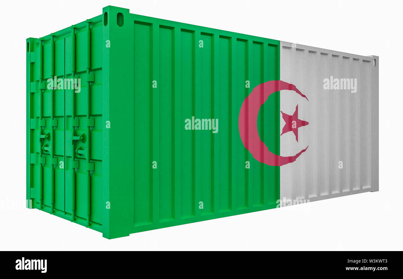 3D Illustration of Cargo Container with Algeria Flag Stock Photo - Alamy