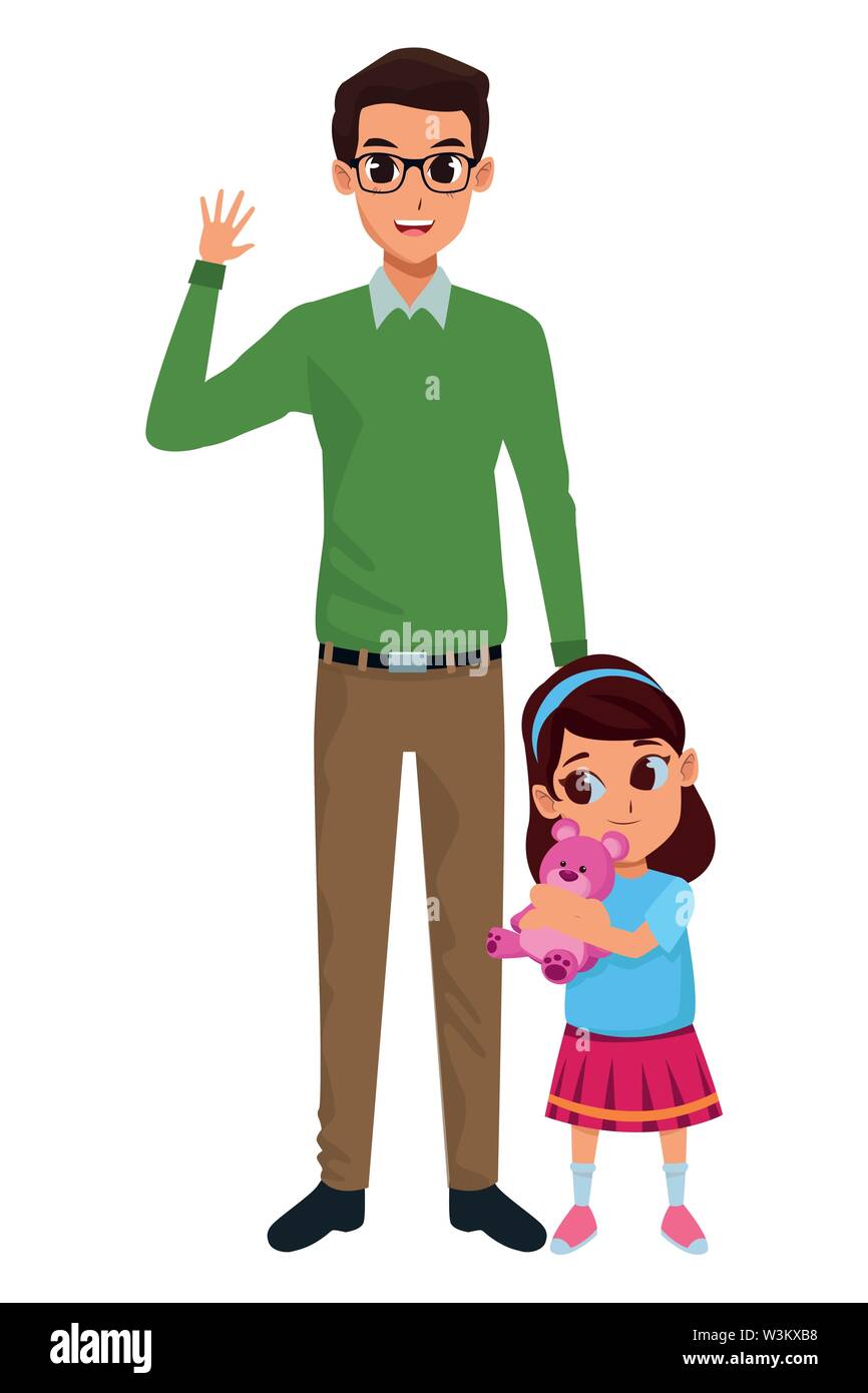 father with little daughter cartoon Stock Vector Image & Art - Alamy