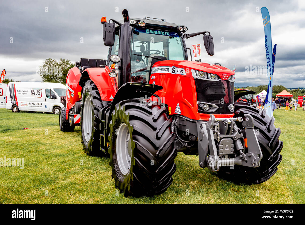 Modern Agricultural Tractors and Farm Machinery at a Country Fair and Agricultural Show in Leicestershire.UK Stock Photo