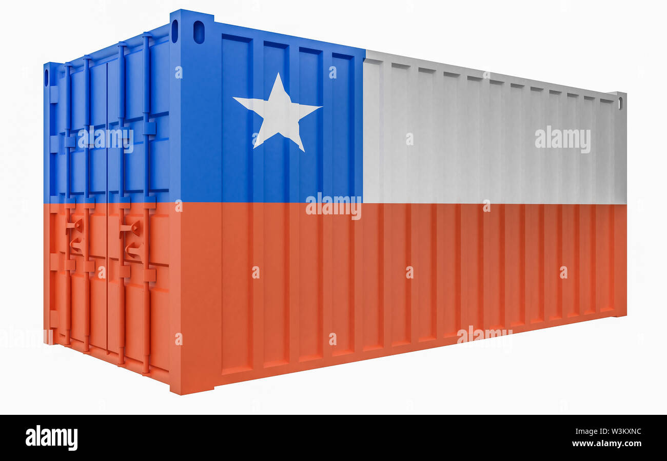 3D Illustration of Cargo Container with Chile Flag Stock Photo Alamy