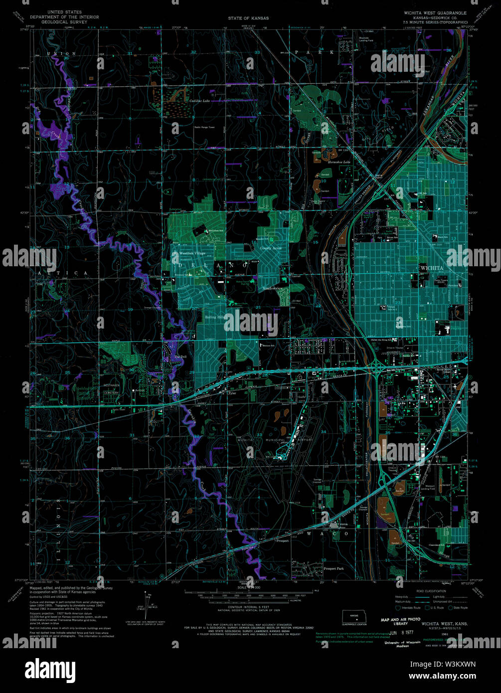 Usgs Topo Map Kansas Ks Wichita West 512808 1961 24000 Inverted Restoration Stock Photo Alamy