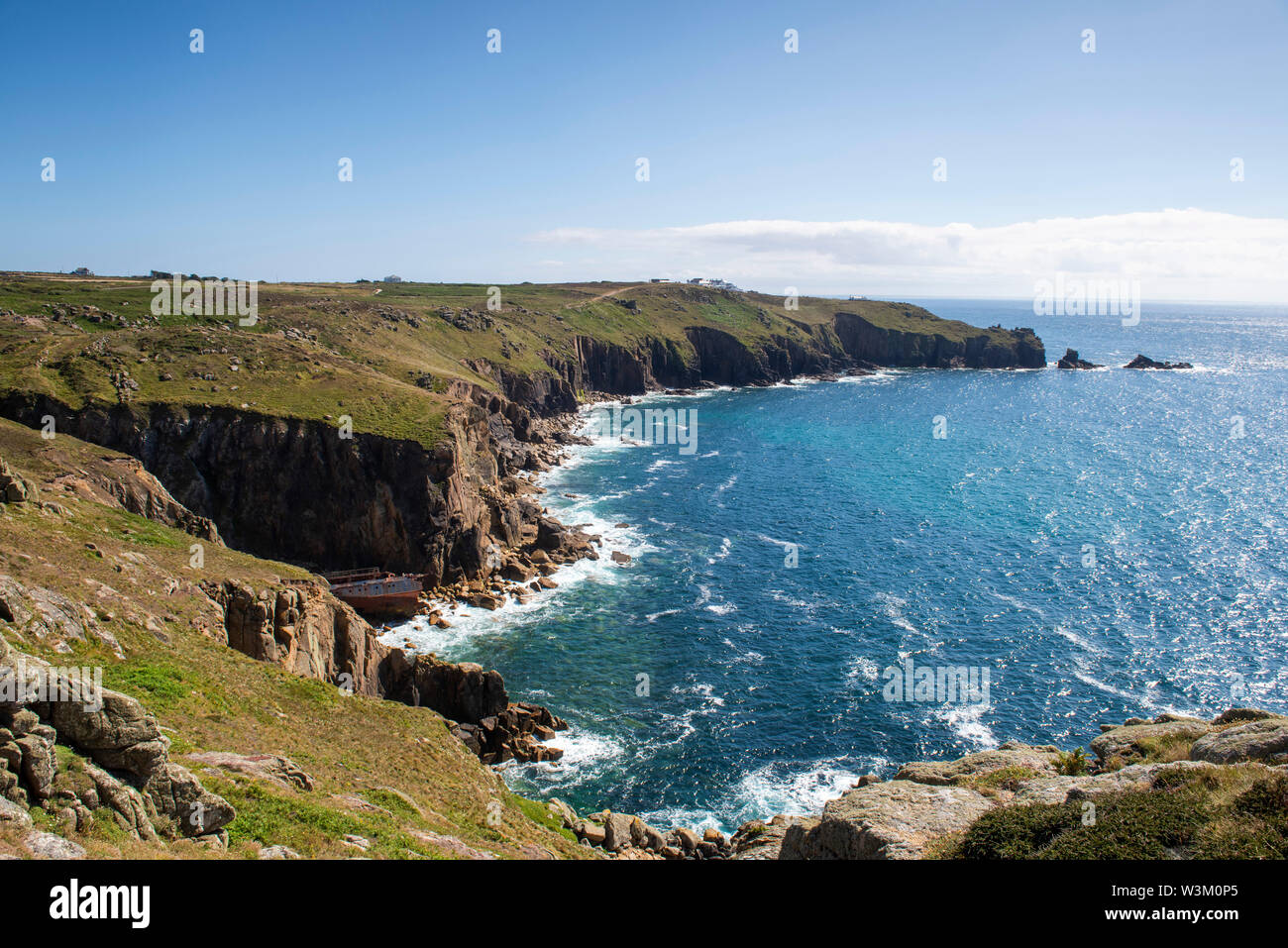 The Shipwreck of RMS Mulheim on Mayon Cliff in Sennen Cove in Cornwall, England UK Stock Photo