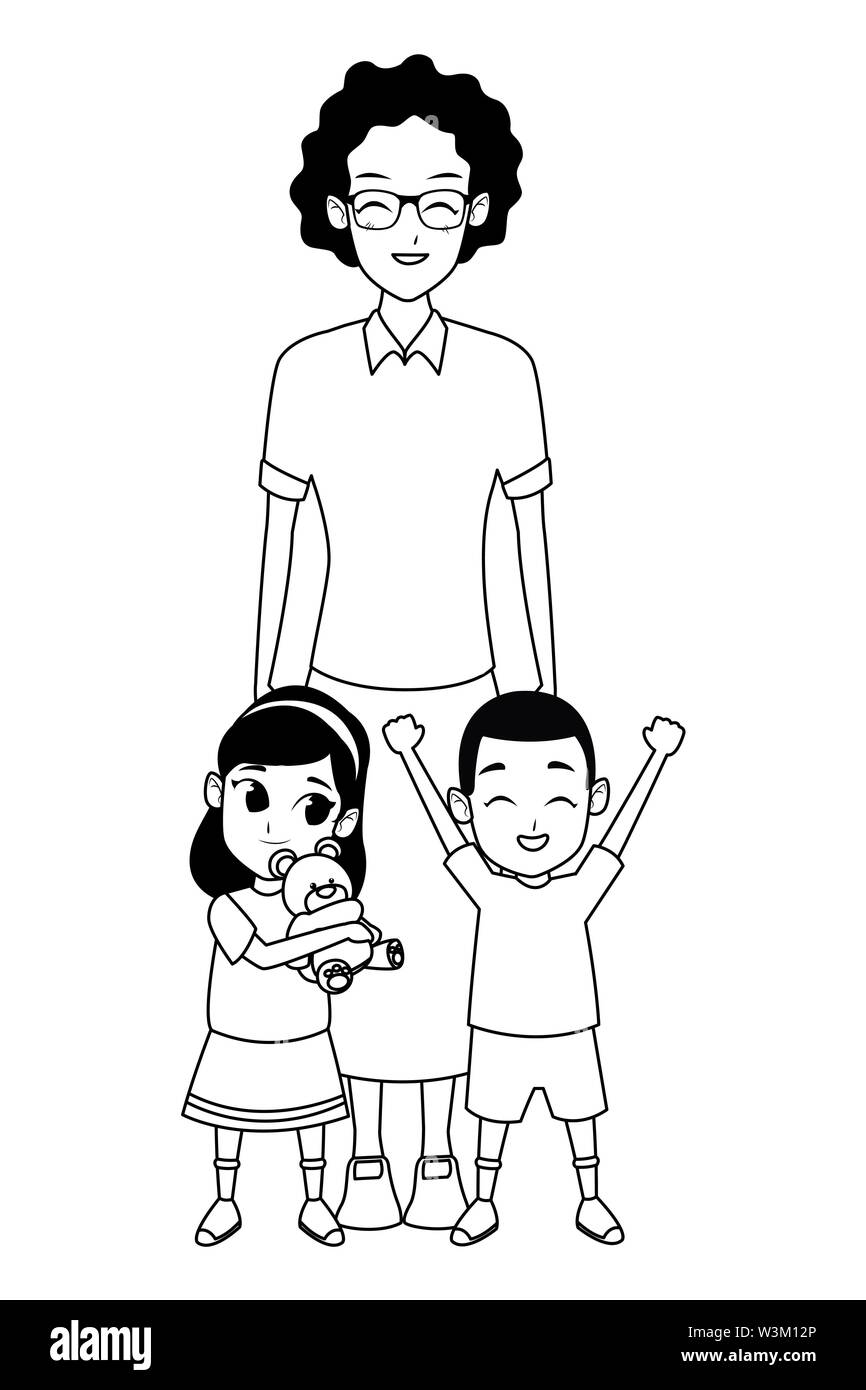 Family Parents And Childrens Cartoons In Black And White Stock Vector Image Art Alamy Family Parents And Childrens Cartoons In Black And White Stock Vector Image Art Alamy