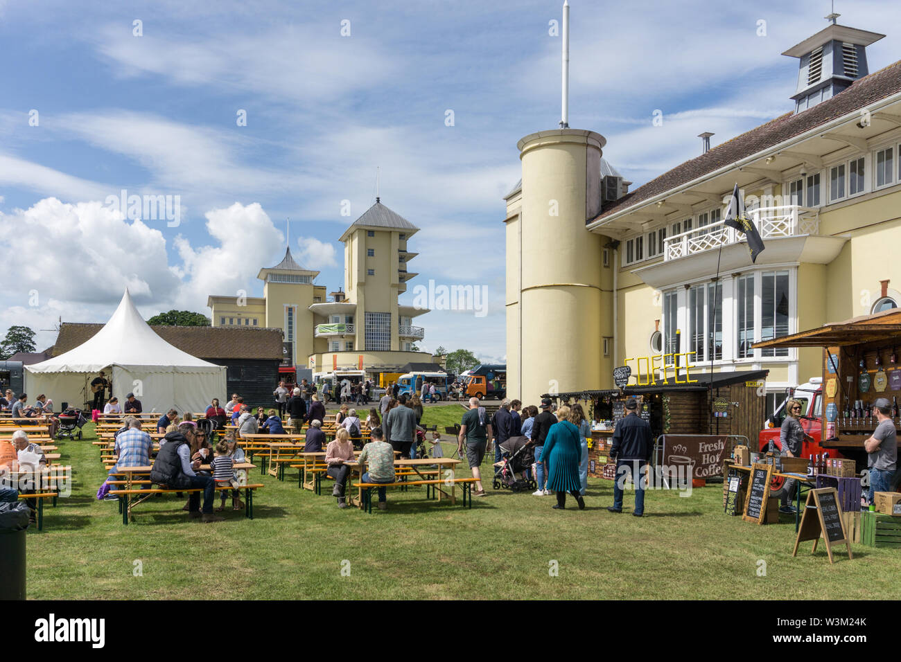 Visitors to Towcester Food Festival, an annual summer event, held on Towcester Racecourse, Towcester, UK Stock Photo