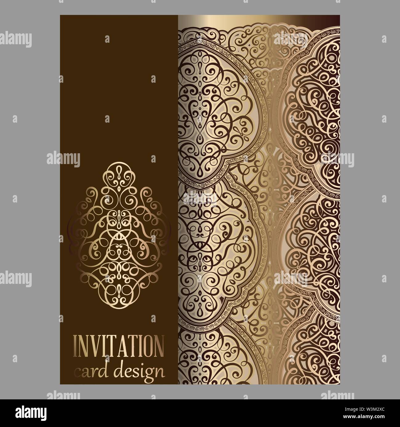Wedding invitation card with bronze and gold shiny eastern and baroque rich  foliage. Ornate islamic background for your design. Islam, Arabic, Indian  Stock Vector Image & Art - Alamy
