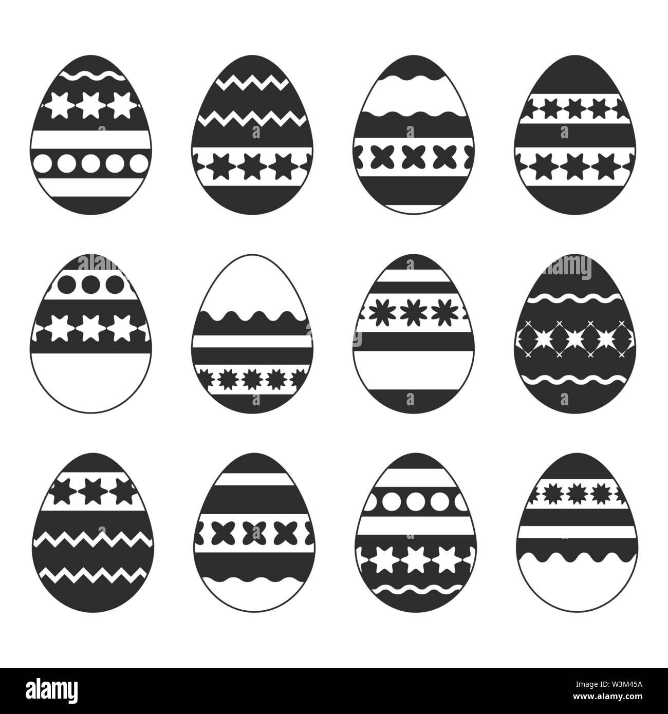 Set of isolated Easter eggs on a white background. With an abstract ...
