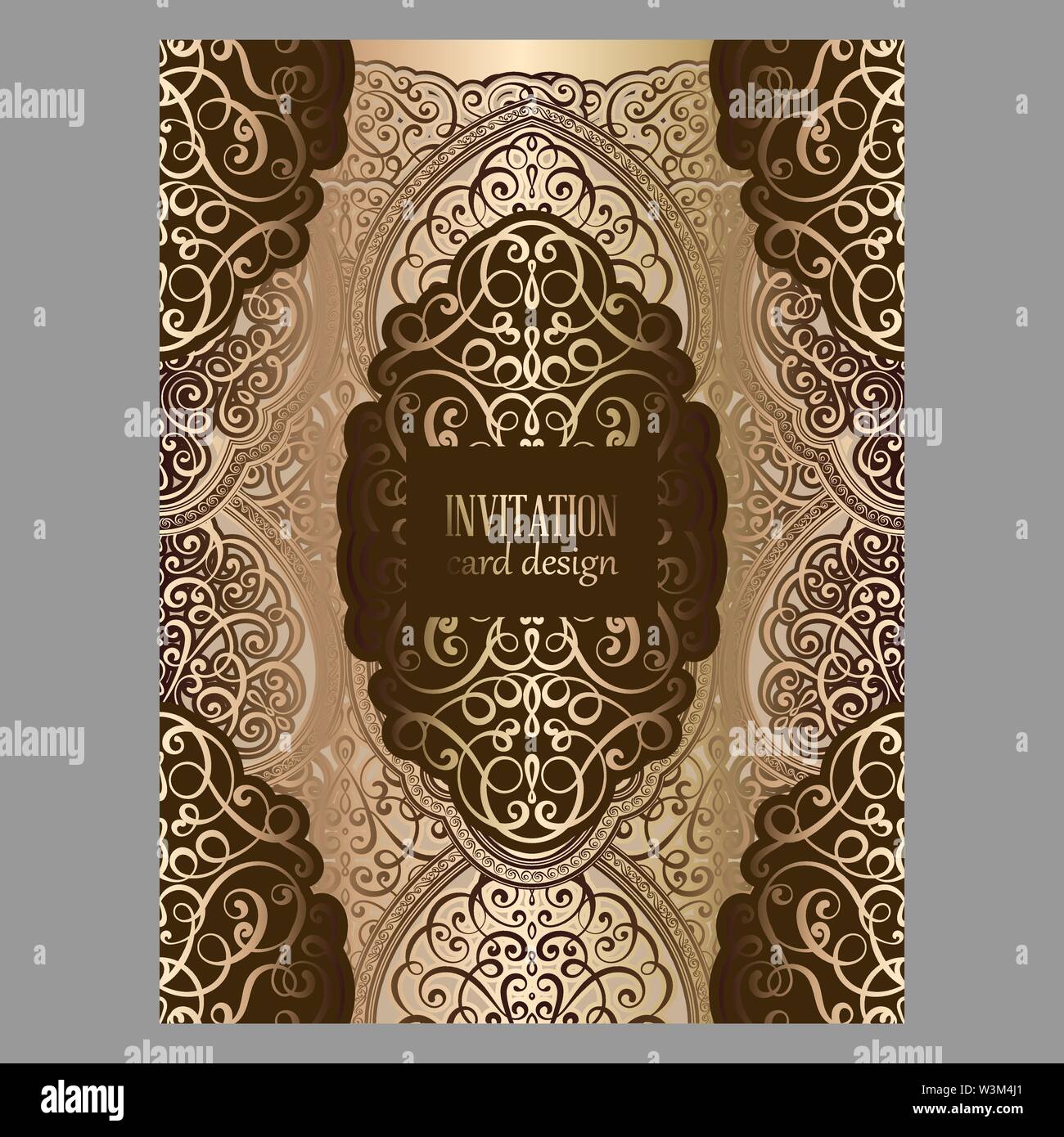 Wedding invitation card with bronze and gold shiny eastern and baroque rich  foliage. Ornate islamic background for your design. Islam, Arabic, Indian  Stock Vector Image & Art - Alamy
