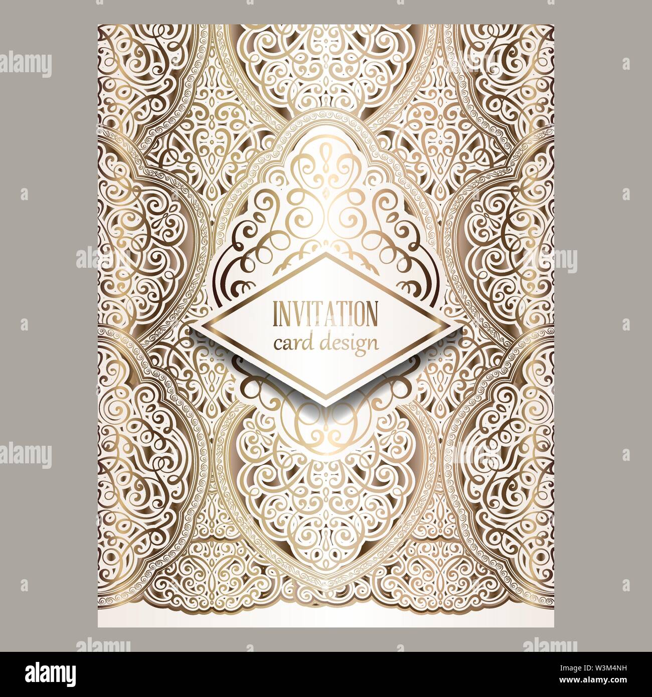 Wedding invitation card with gold shiny eastern and baroque rich foliage.  Ornate islamic background for your design. Islam, Arabic, Indian, Dubai  Stock Vector Image & Art - Alamy