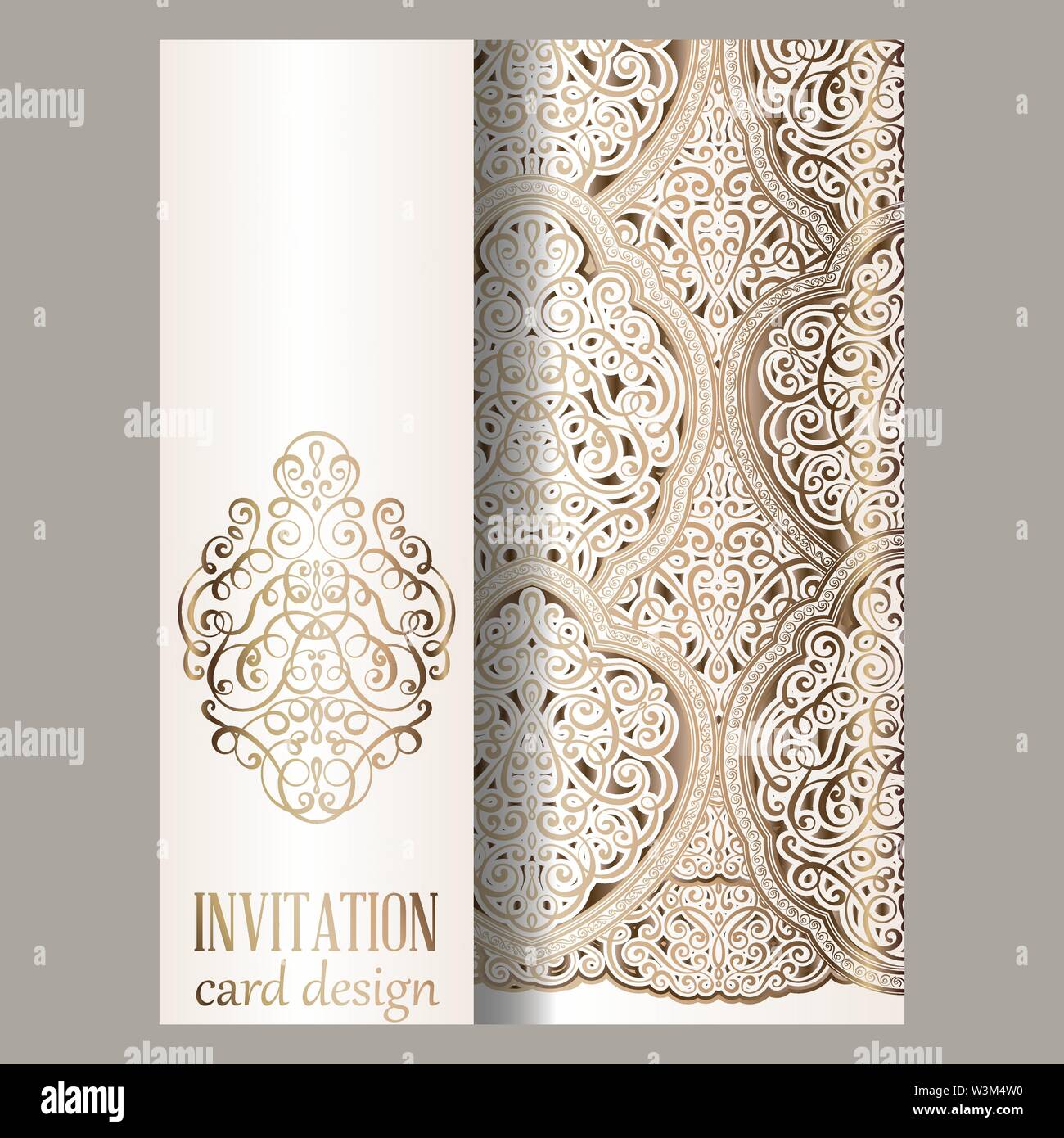 Wedding invitation card with gold shiny eastern and baroque rich ...