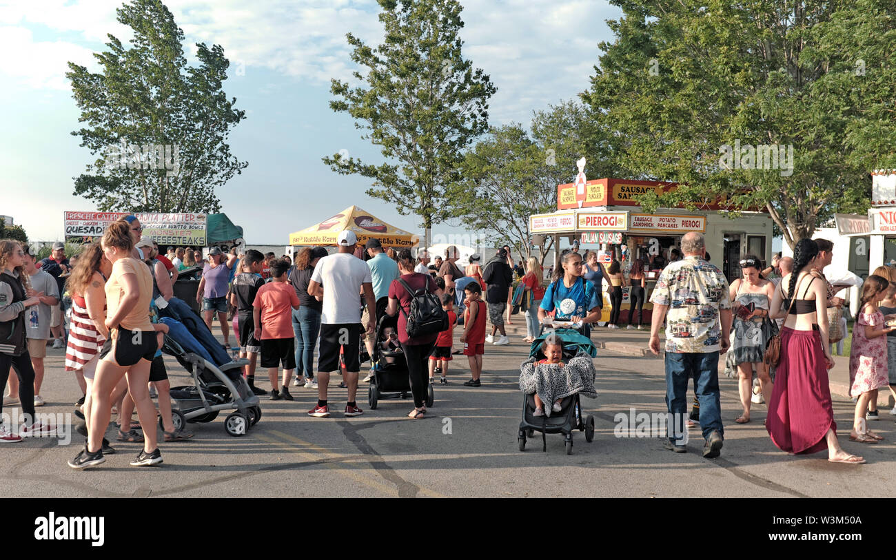 Traditional small town summer festival in Fairport Harbour, Ohio, USA where the community comes out to enjoy this lakeside event. Stock Photo