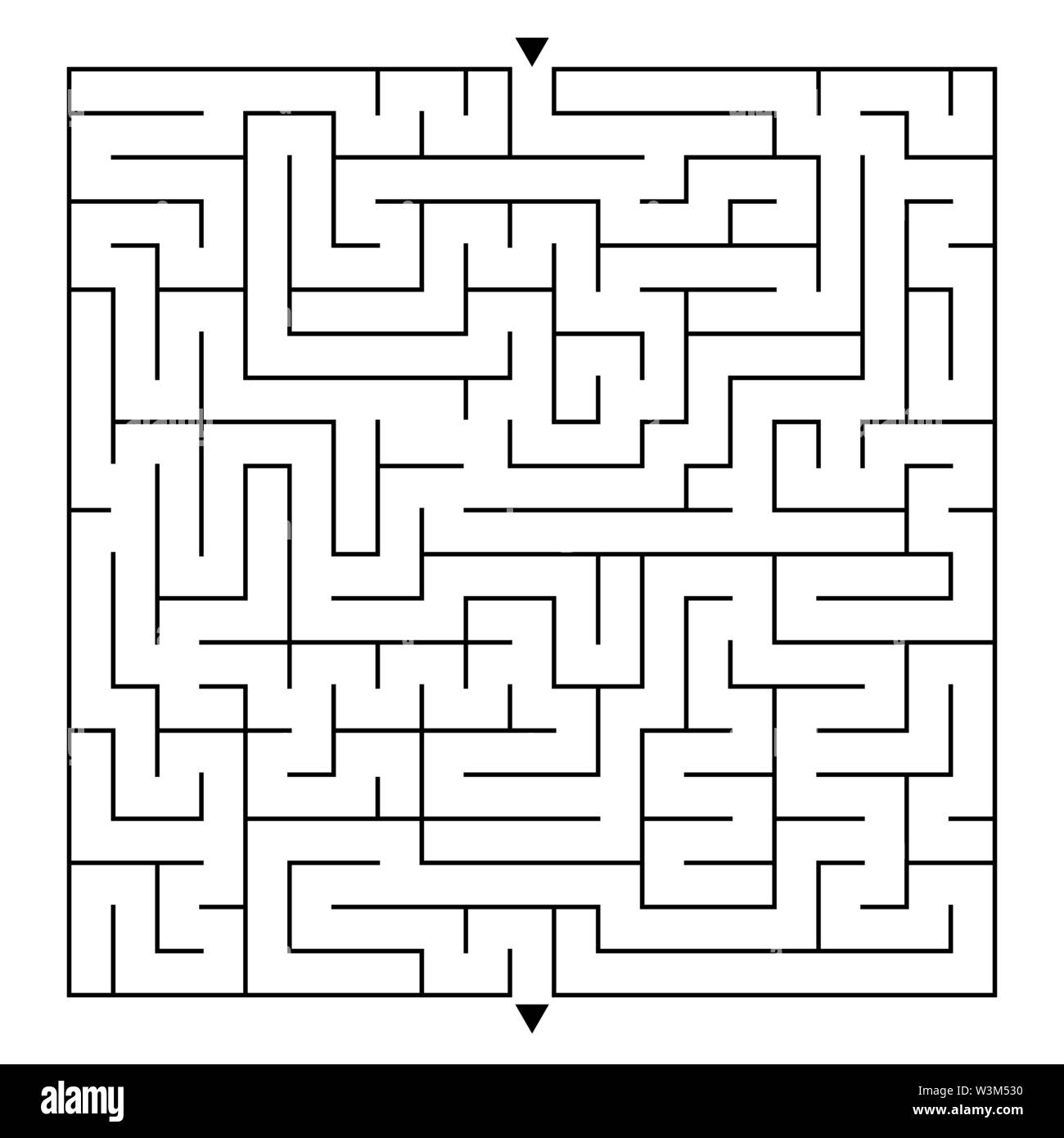 Abstract complex square isolated labyrinth. Black color on a white ...
