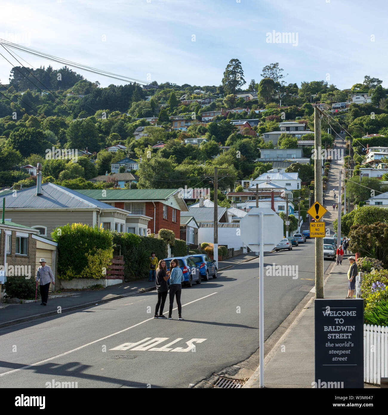 Dunedin, Otago, New Zealand. 4th February 2018. Baldwin St, now the second steepest residential street in the world. Credit: Jonathan Stock Photo
