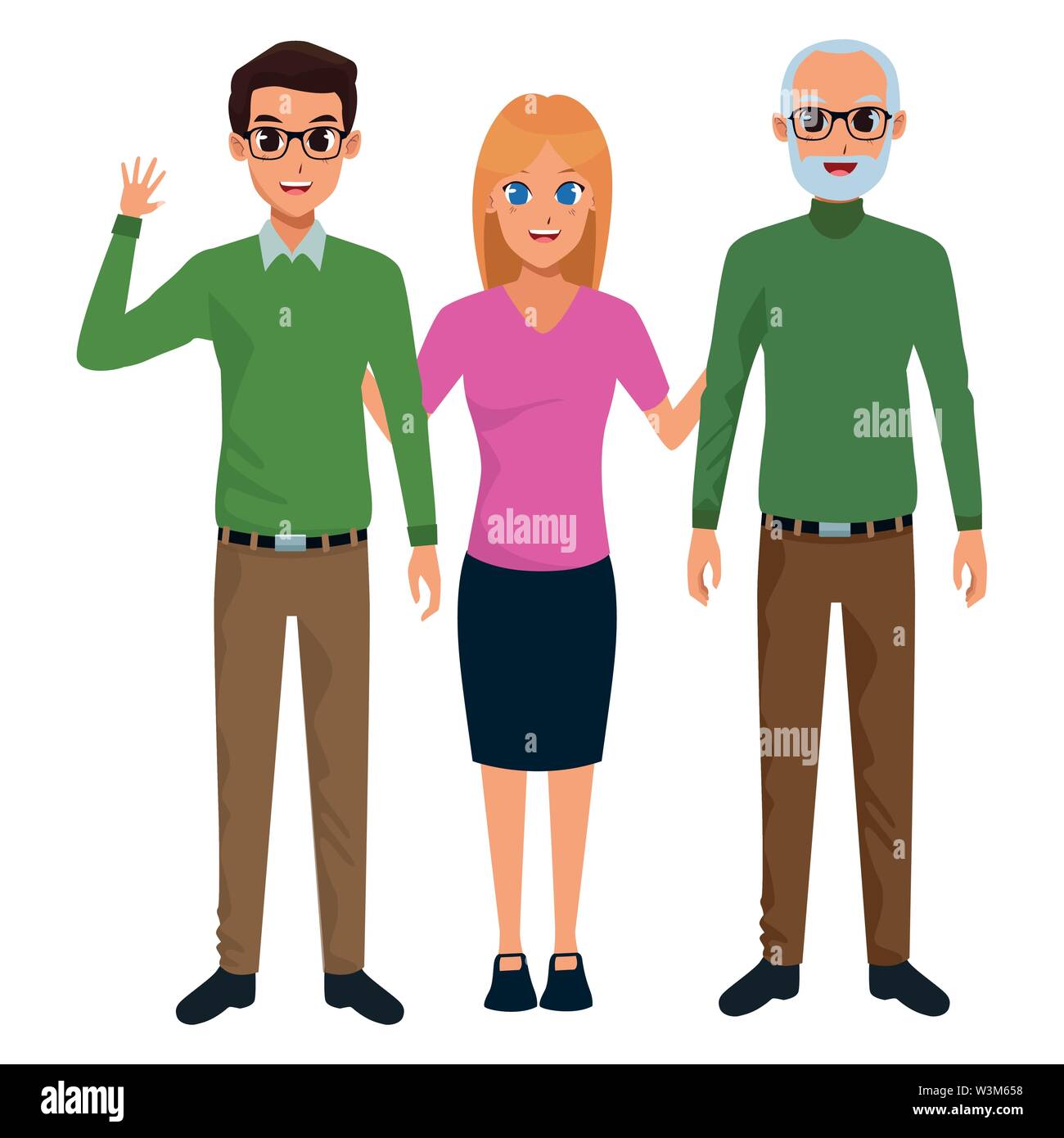 Family grandfather and father with adultt daughter cartoon Stock Vector  Image & Art - Alamy
