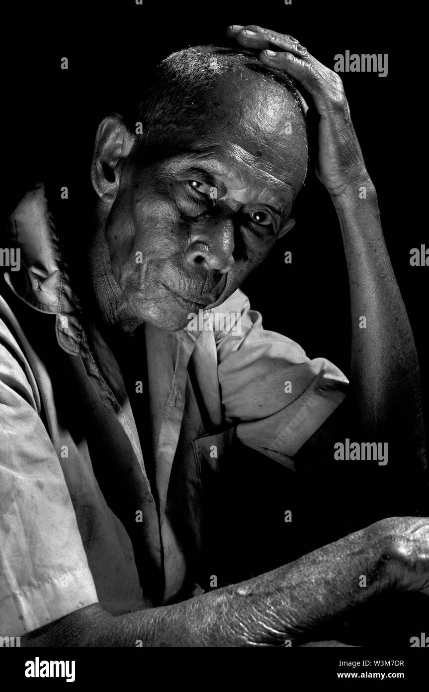 asian old man potrait Stock Photo
