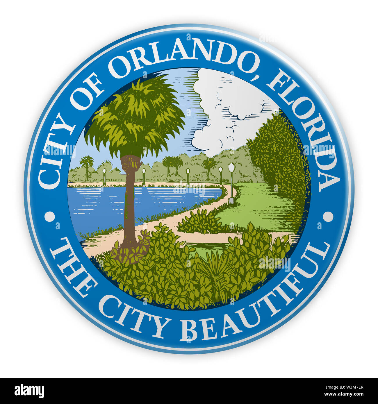 US City Button: Orlando, Florida, Seal Badge, 3d illustration on white ...