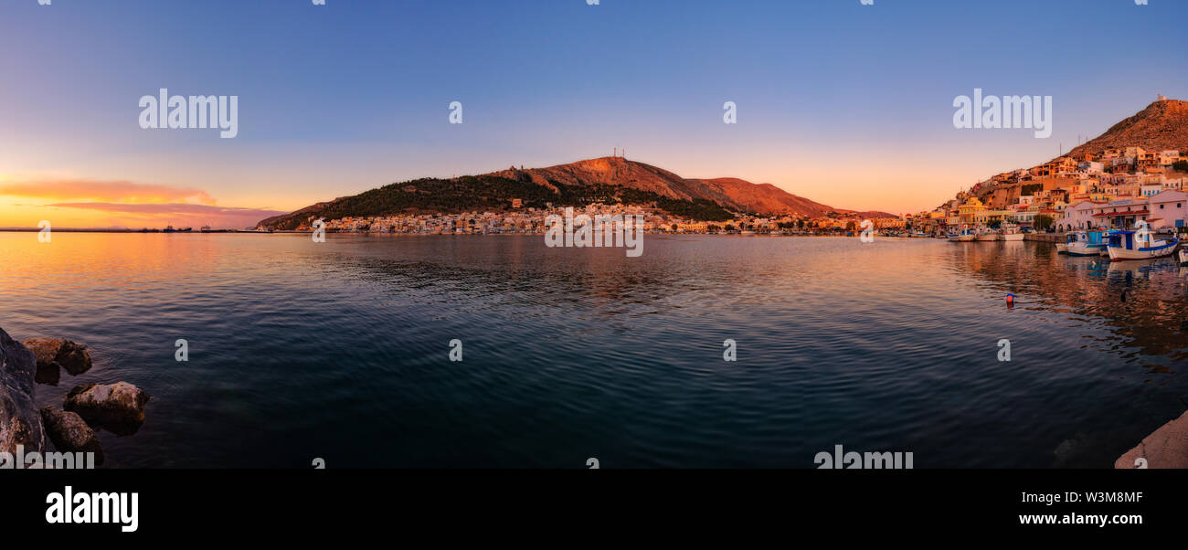 Dawn in the bay of Kalymnos Stock Photo