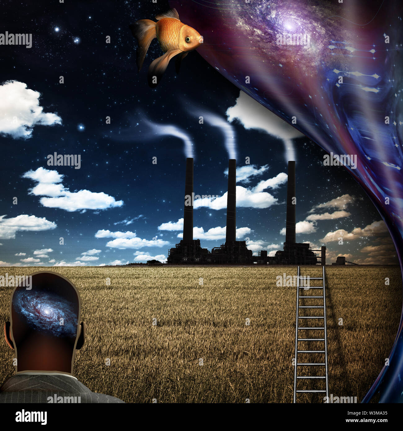 Surreal World. Modern digital mixed media art Stock Photo Alamy
