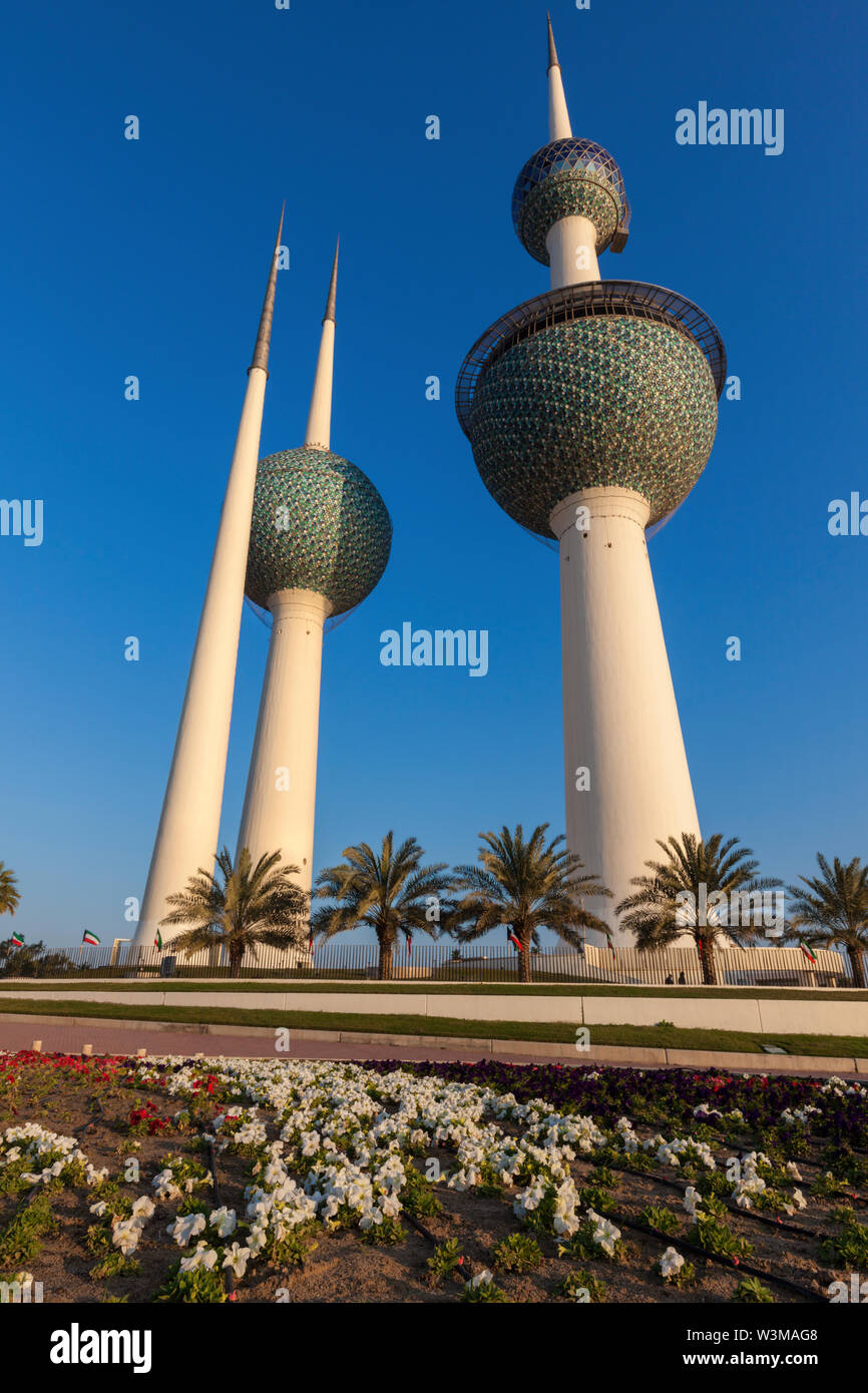Kuwait Towers in Kuwait Stock Photo