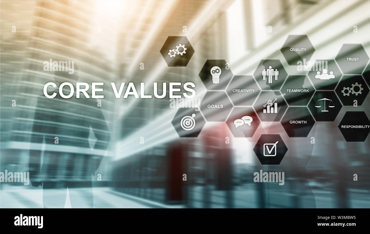 Core values concept on virtual screen. Business and finance solutions Stock Photo