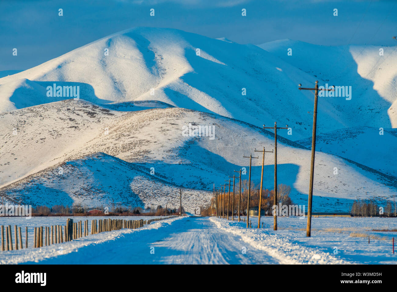 Snow capped mountains in Picabo, Idaho Stock Photo Alamy