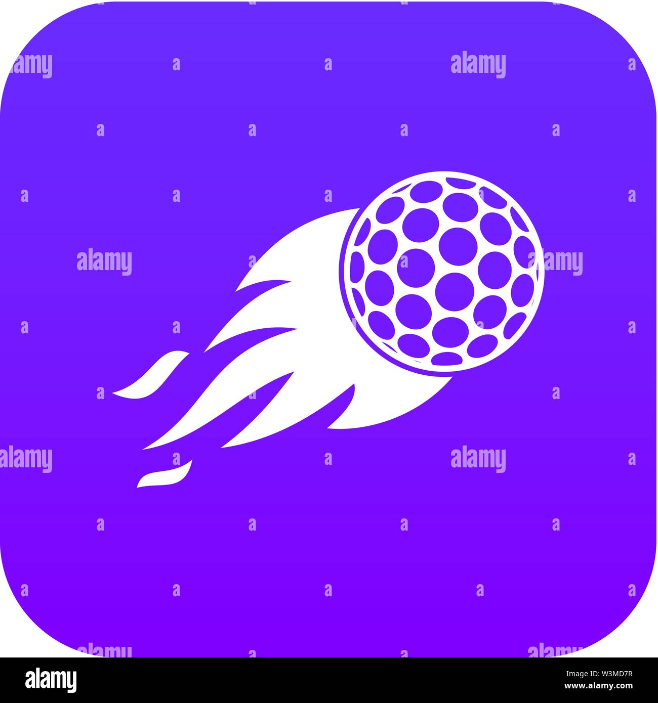Burning golf ball icon digital purple Stock Vector